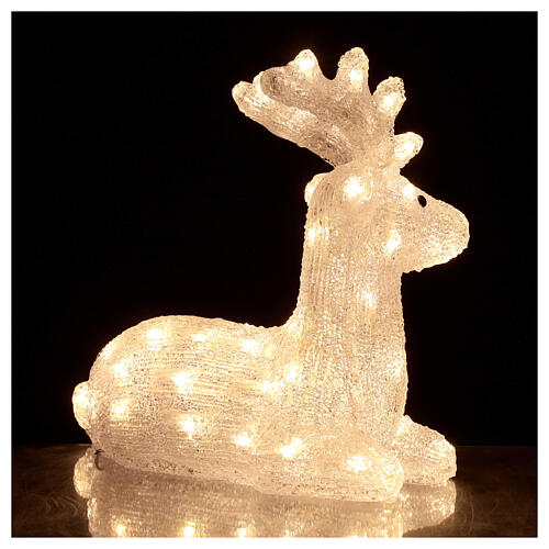 Decoração luminosa rena deitada 50 LED branco frio 4