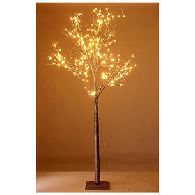 Lighted birch tree 192 LEDs indoor use 210 cm gold glitter