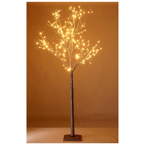 Lighted birch tree 192 LEDs indoor use 210 cm gold glitter 1