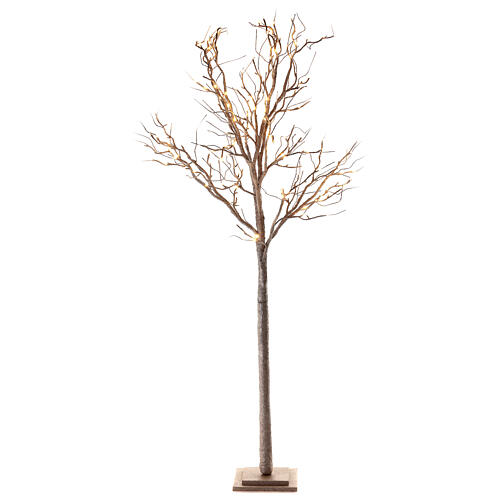 Lighted birch tree 192 LEDs indoor use 210 cm gold glitter 3