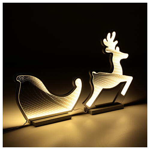 Reindeer with sled, indoor light decoration with warm white LED Infinity Light 4