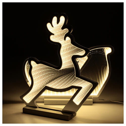 Reindeer with sled, indoor light decoration with warm white LED Infinity Light 8