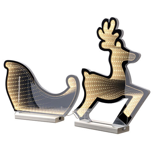 Reindeer with sled, indoor light decoration with warm white LED Infinity Light 4