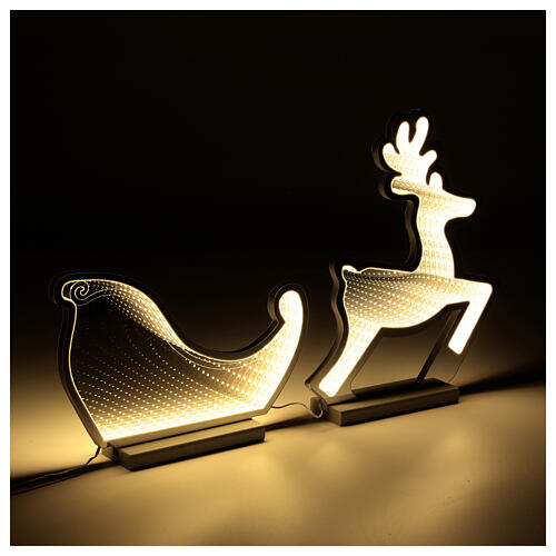 Reindeer with sled, indoor light decoration with warm white LED Infinity Light 5
