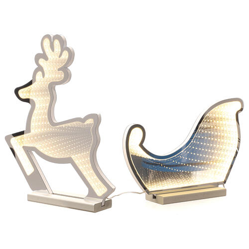 Reindeer with sled, indoor light decoration with warm white LED Infinity Light 10