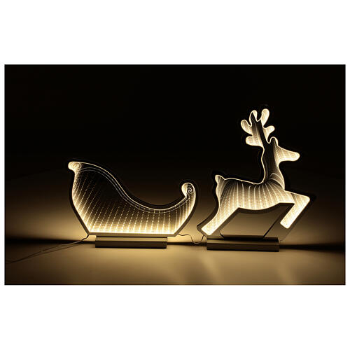 Renne et traîneau Infinity Light avec lumières LED blanc chaud pour intérieur 3