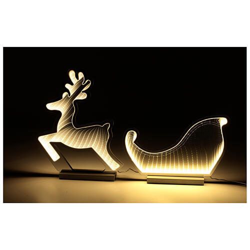 Renne et traîneau Infinity Light avec lumières LED blanc chaud pour intérieur 6