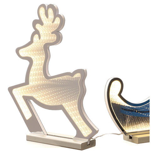 Rena com trenô luzes LED branco quente Infinity Light para interior 7