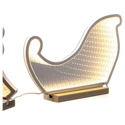 Infinity mirror Reindeer with sleigh, indoor light decoration with warm white LED 8