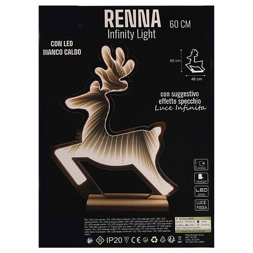 Reindeer 60 cm indoor light decoration with warm white LED Infinity Light 5