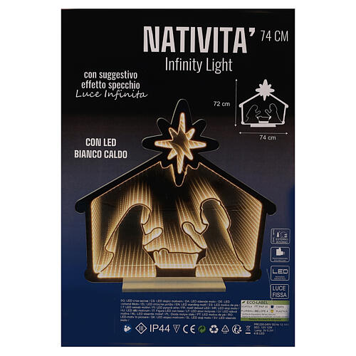 Nativité lumineuse 75 cm Infinity Light avec lumières LED blanc chaud pour intérieur et extérieur 6