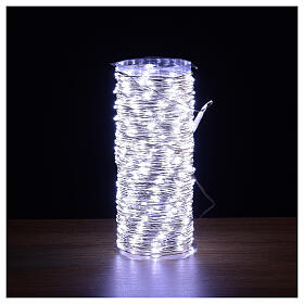 Lichterkette aus Draht mit 500 kaltweißen LEDs mit Lichteffekten Innen- und Außenbereich
