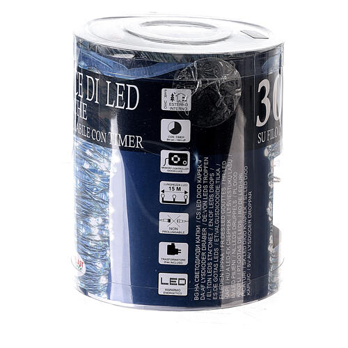 300 cold white LED drops nude wire chain ext int timer 5