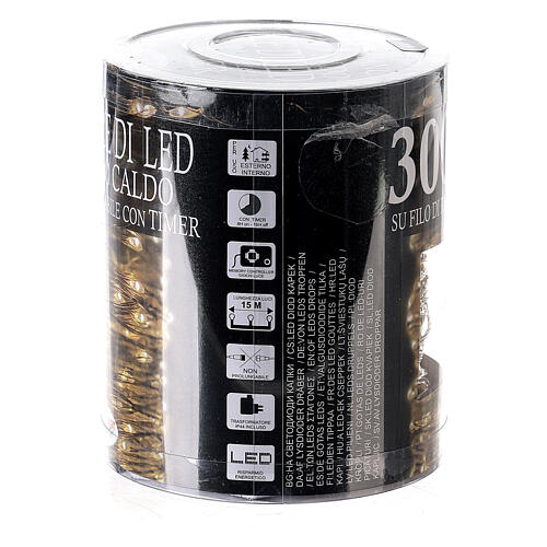 Świąteczne lampki, łańcuch 15 m z 300 kroplami LED w ciepłej bieli 5