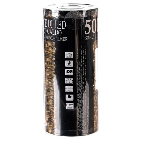 Świąteczne lampki, łańcuch 25 m z 500 kroplami LED w ciepłej bieli 5