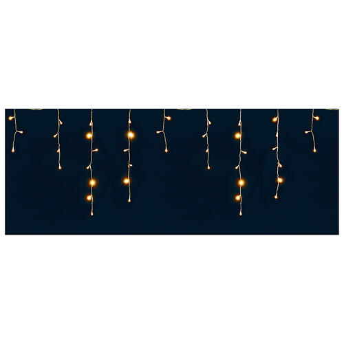 Kurtyna świetlna stalaktyty sfalowane, 64 LED w ciepłej bieli 1