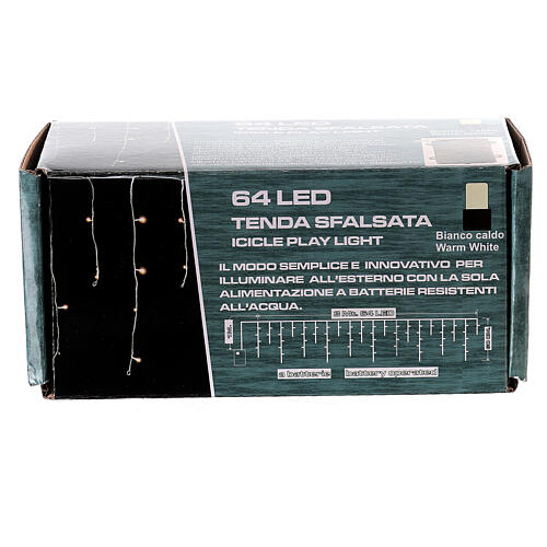 Cortina de estalactites luminosas 64 lâmpadas LED branco quente com temporizador, INTERIOR/EXTERIOR 6