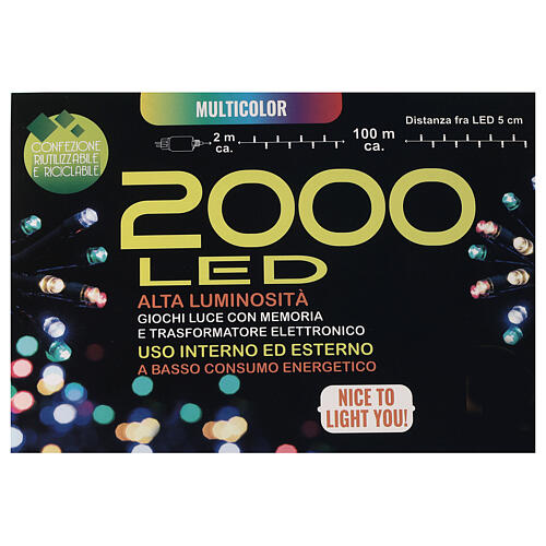Luzes de Natal 2000 luzes LED multicores interior/exterior 7