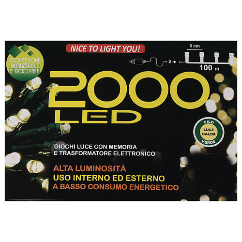 Luces navideñas 2000 led luz cálida 100 m 6