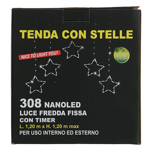 Arco de estrelas 308 luzes LED branco frio para interior/exterior 1,2 m 6