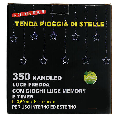 Curtain of stars, 350 cold white LED lights, indoor/outdoor, 3.6 m 7