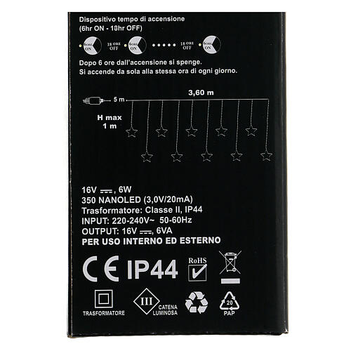 Curtain of stars, 350 cold white LED lights, indoor/outdoor, 3.6 m 8