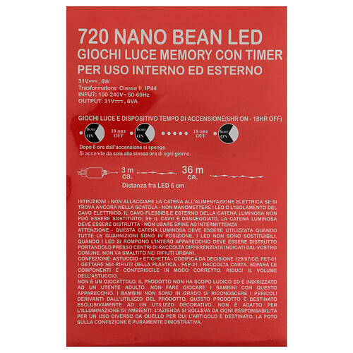 Christmas lights with 720 nano beans LED of cold white, indoor/outdoor, 36 m 7