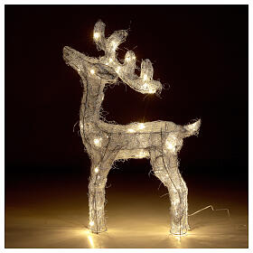 Reindeer with silver wire, 50 nanoLED lights of warm white, indoor, h 60 cm