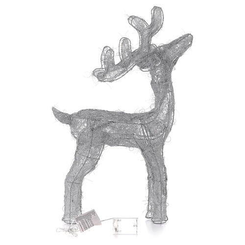 Reindeer with silver wire, 50 nanoLED lights of warm white, indoor, h 60 cm 6