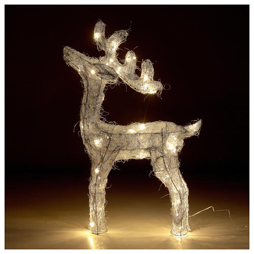 Reindeer with silver wire, 50 nanoLED lights of warm white, indoor, h 60 cm 1