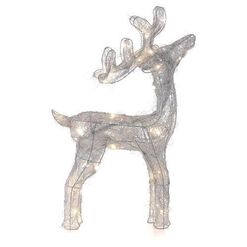 Reindeer with silver wire, 50 nanoLED lights of warm white, indoor, h 60 cm 3