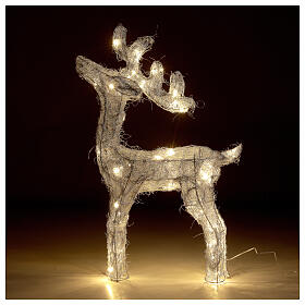 Renifer ze srebrnym drutem 50 nano led światło ciepłe h 60 cm, do wnętrz