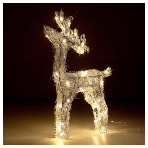 LED reindeer silver wire 50 nano warm lights indoor h. 60 cm 3
