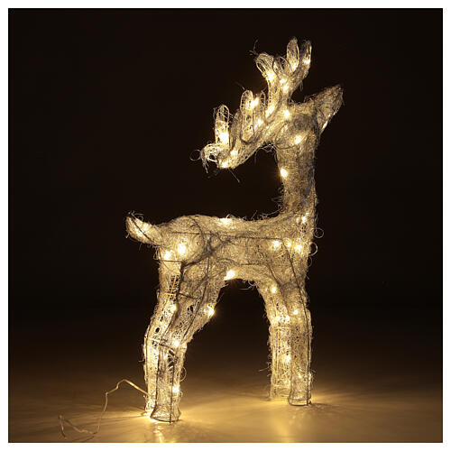 LED reindeer silver wire 50 nano warm lights indoor h. 60 cm 5