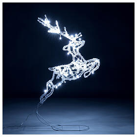 Frozen reindeer, jumping, 60 LED lights of cold white, indoor/outdoor, h 60 cm