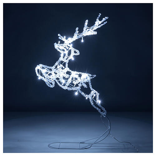 Frozen reindeer, jumping, 60 LED lights of cold white, indoor/outdoor, h 60 cm 3