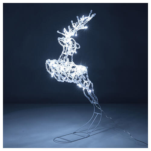 Frozen reindeer, jumping, 60 LED lights of cold white, indoor/outdoor, h 60 cm 5