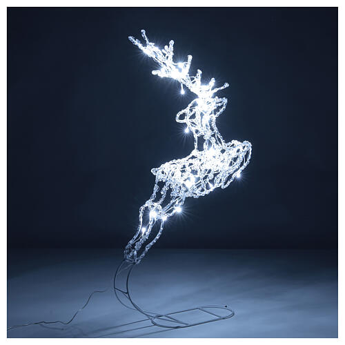 Renne qui saute, effet glace, 60 LEDs blanc froid, intérieur/extérieur, h 60 cm 6