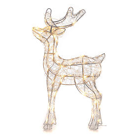 Acrylic reindeer with 80 LED lights, warm white, indoor/outdoor, h 60 cm