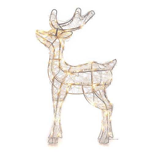 Acrylic reindeer with 80 LED lights, warm white, indoor/outdoor, h 60 cm 2
