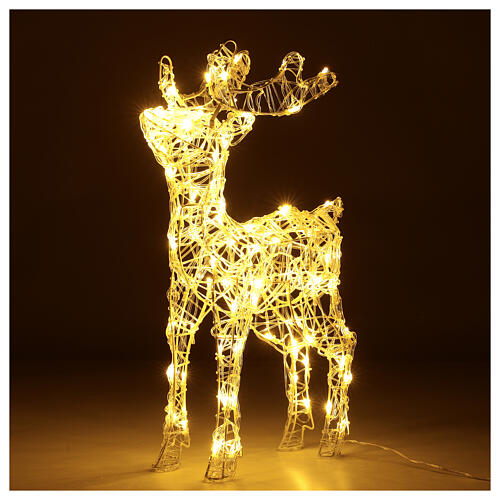 Acrylic reindeer with 80 LED lights, warm white, indoor/outdoor, h 60 cm 3