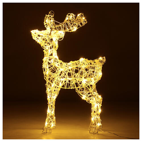 Acrylic reindeer with 80 LED lights, warm white, indoor/outdoor, h 60 cm 4