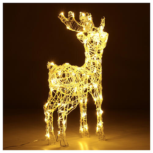 Acrylic reindeer with 80 LED lights, warm white, indoor/outdoor, h 60 cm 6