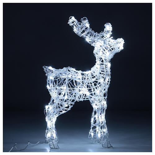 Acrylic reindeer with 80 LED lights, cold white, indoor/outdoor, h 60 cm 1
