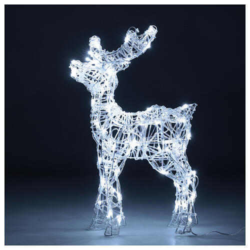 Acrylic reindeer with 80 LED lights, cold white, indoor/outdoor, h 60 cm 3