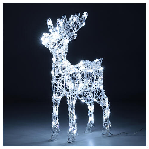 Acrylic reindeer with 80 LED lights, cold white, indoor/outdoor, h 60 cm 4