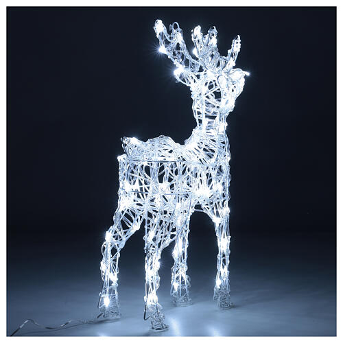 Acrylic reindeer with 80 LED lights, cold white, indoor/outdoor, h 60 cm 5