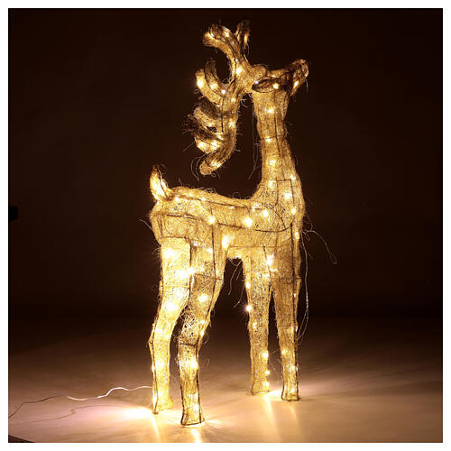 Reindeer with golden wire, 90 warm nanoLED lights, indoor, h 90 cm 5