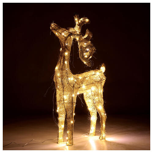 LED reindeer golden wire 90 nano warm white lights indoor h 90 cm 3