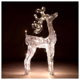 Reindeer with silver wire, 90 warm nanoLED lights, indoor, h 90 cm